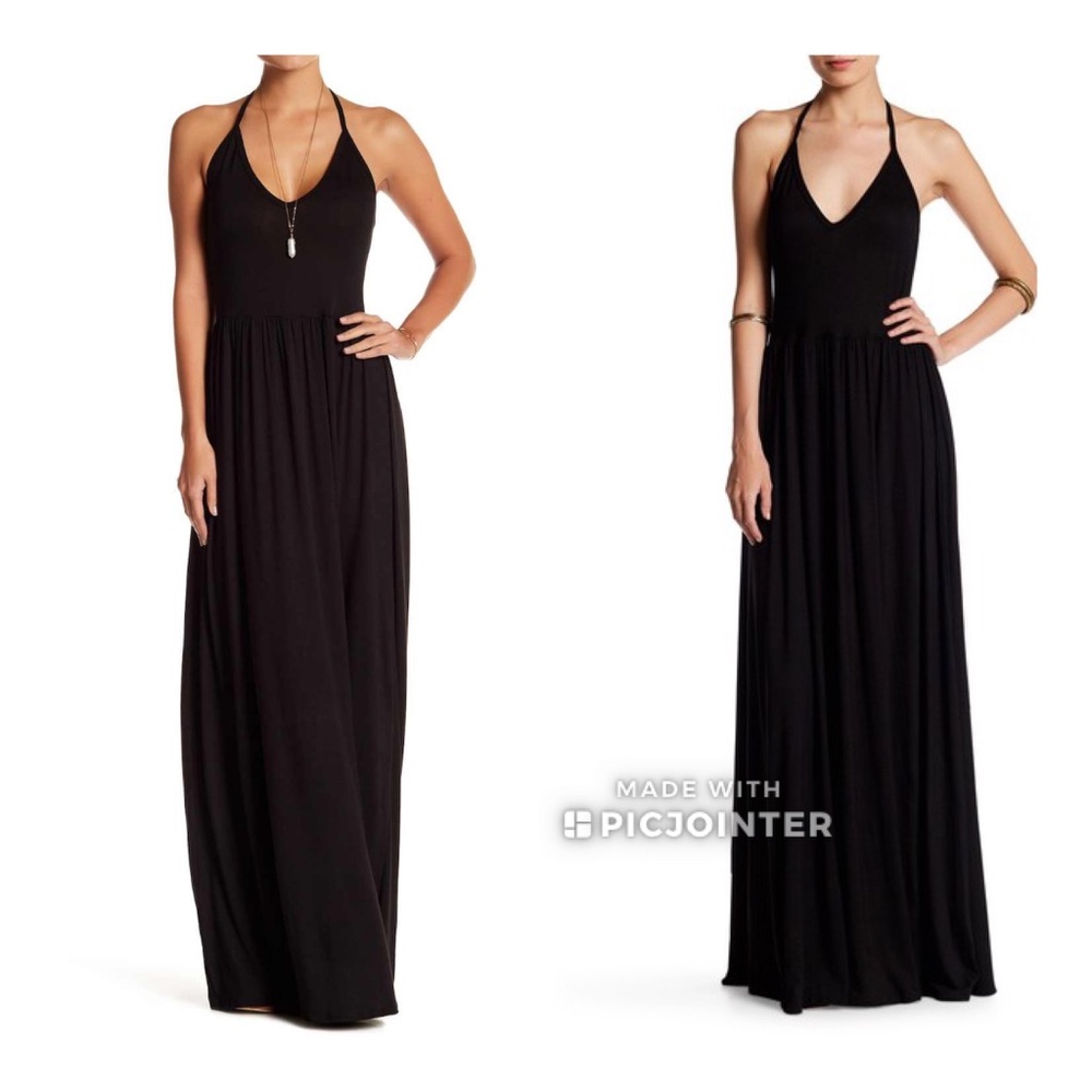 Go Couture Black Maxi Dress M Medium Halter Tie Neck